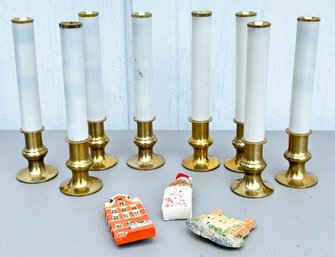 Battery Operated Christmas Candles And Vintage Magnets