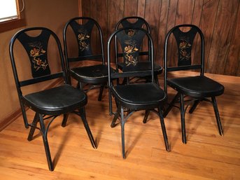 Set Of 5 Vintage 1930s / 1940s Chinoiserie Style Folding Chairs By Louis Rastetter The Solid Kumfort Chair