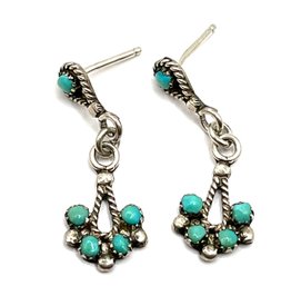 Vintage Sterling Silver Turquoise Color Dangle Earrings
