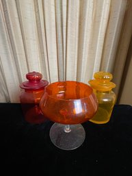 Antique Red Glass Lot