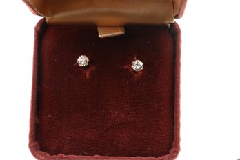 14k Yellow Gold Cz Stud Earrings