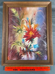 Vintage Original Painting 'Flower Mood #1' Signed John Carmon 14x18 Framed