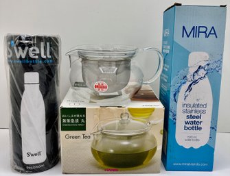 New In Box Japanese Hario Teapot  & Water Bottles By Swell & Mira