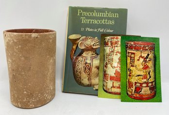 Antique Pre-columbian Terracotta Vase, Guatemala With Collector's Book