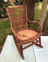 Antique Victorian Wicker Child's / Doll / Teddy Bear Chair - As Found