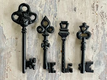 Four Cast Iron Skeleton Keys