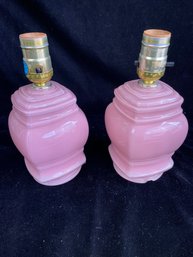 Pair Of Pink Table Lamps