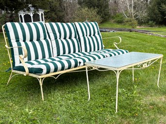 A Vintage Wrought Sofa And Coffee Table, Circa 1940's, Likely Woodard
