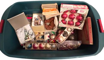 Assortment Of Vintage Christmas Balls And Holiday Decor