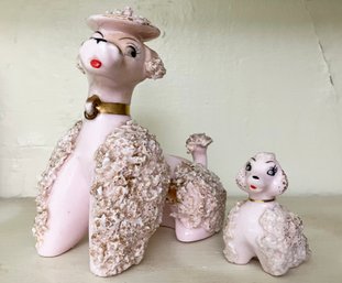Vintage Ceramic Poodles, Large And Small