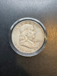 1959-D Silver Benjamin Franklin Half Dollar