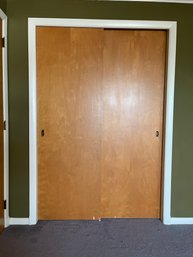 A Pair Of Hollow Core Sliding Doors With Brass Hardware - No Track - Primary