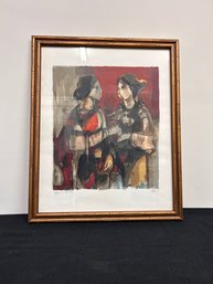 Ruth Shloss Pencil Signed And Numbered Print In Bamboo Style Frame - Israeli Artist 1922-2013