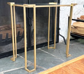 A Chic Modern Brass And Mercury Glass Side Table