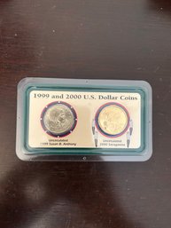 Beautiful Vintage Littleton 1999 And 2000 U.S. Dollar Uncirculated Coins Susan B Anthony Sacagawea