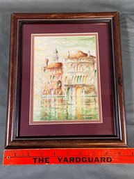 Venice Oil Painting Appears Unsigned 9.5x11 Matted Framed Glass