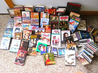 VHS, DVD & Cassette Lot Of Movies And Music