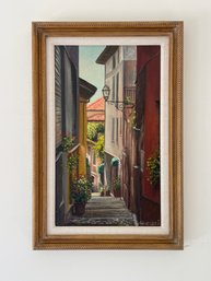 Italian Street Scene Oil On Canvas Gaspare Gilardoni