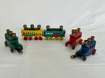Children's Colorful 5 Piece Set Of Cast Iron Miniatures That Form A Menorah