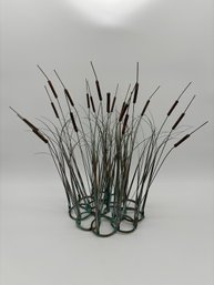 1970s Brutalist Kinetic Cattail Sculpture In Patinated Bronzed And Copper