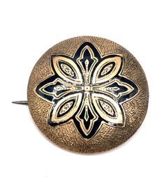 Vintage Damascene Round Domed Brooch/pendant