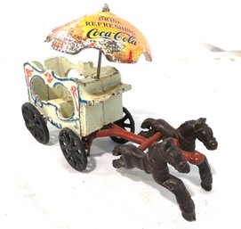 Cast Iron Coca-cola Wagon With Umbrella