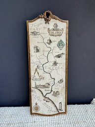 Gilt Framed English Map Panel Of The Tiber C 1968