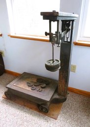 Antique Fairbanks Rolling Farm Grain Scale With Weights