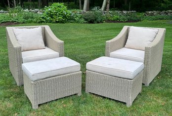 Pair Of Nice Outdoor Wicker Chairs With Footrests