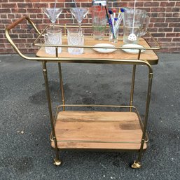 Fabulous French Bar Cart / Trolley & ALL Bar Accessories Shown - Shakers - Stirs - Pitcher - Crystal - WOW !