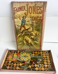 Antique Farmer Jones Pigs Board Game