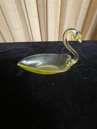 Mid Century Duncan Miller Yellow Art Glass Swan