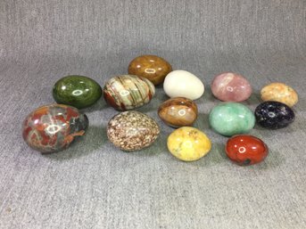 Lot A - Group Lot Of 13 Semi Precious Stone Eggs - Amazing Lifetime Collection - Just Look At The Colors !