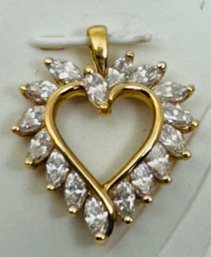 GORGEOUS 14K GOLD CZ HEART PENDANT