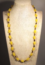 Aventurine And Tiger's Eye Beaded Gold Over Sterling Silver Necklace 22' Long