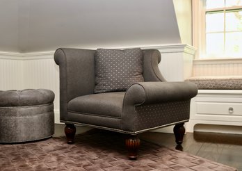 1 Of 2 Charcoal Grey  Corner Chair  With Matching Throw Pillow