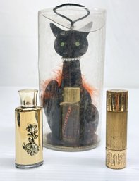 Sophisti- Cat Primitif 1/8 Fl. Oz. In Original Packaging- Lanvin, Charles Of The Ritz & Brass Covered Bottles