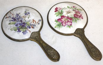 Vintage Pair Of Floral Dresser/vanity Mirrors