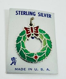 VINTAGE STERLING SILVER ENAMEL WREATH CHARM OR PENDANT