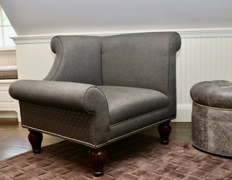 2 Of 2 Grey  Corner  Chair  With Matching Throw Pillow