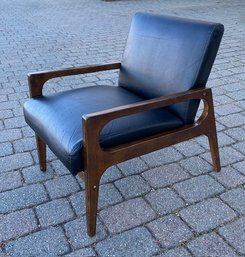 MCM Style Contemporary Danish Style Armchair W/ Vinyl Upholstery