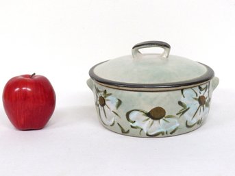 A Mid-Century Stoneware Floral Decorated Covered Casserole Dish