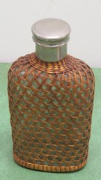 Old Glass Rattan Whiskey Flask