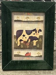 Rustic Farmhouse  Print With Deep Green Wood Frame