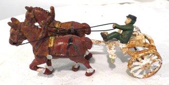 Cast Iron Horse Drawn Rider In Buggy