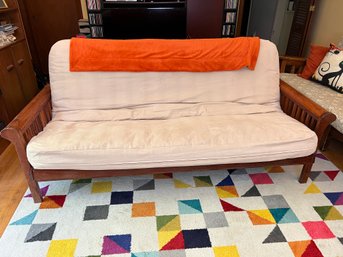 Wood Framed Futon With Extra Cover
