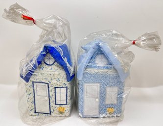 Two New Quilted Cosies For Tissues Boxes Shaped Like Houses