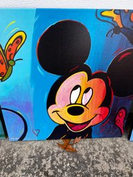 Pair Of Mickey Mouse Signed Canvas Prints