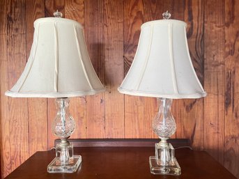 Pair Of Vintage Glass Boudoir Lamps
