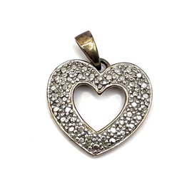Beautiful Sterling Silver Marcasite Open Heart Pendant